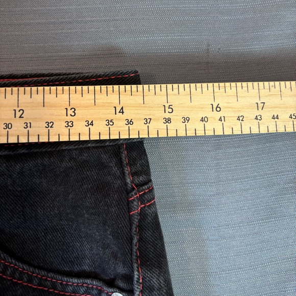 Vintage Ecko Red Black Jeans Women’s Size 9 Y2K Red Stitch Denim Straight - Picture 8 of 10
